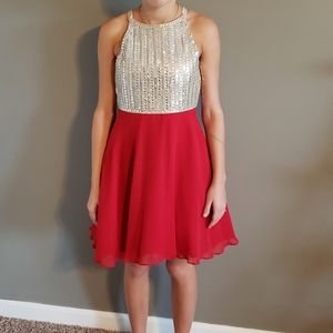 - Red and Gold Formal Dress